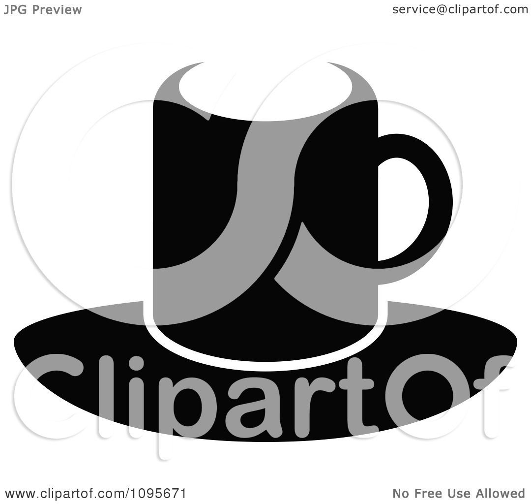 Clipart Silhouetted Black And White Coffee Mug And Saucer ...