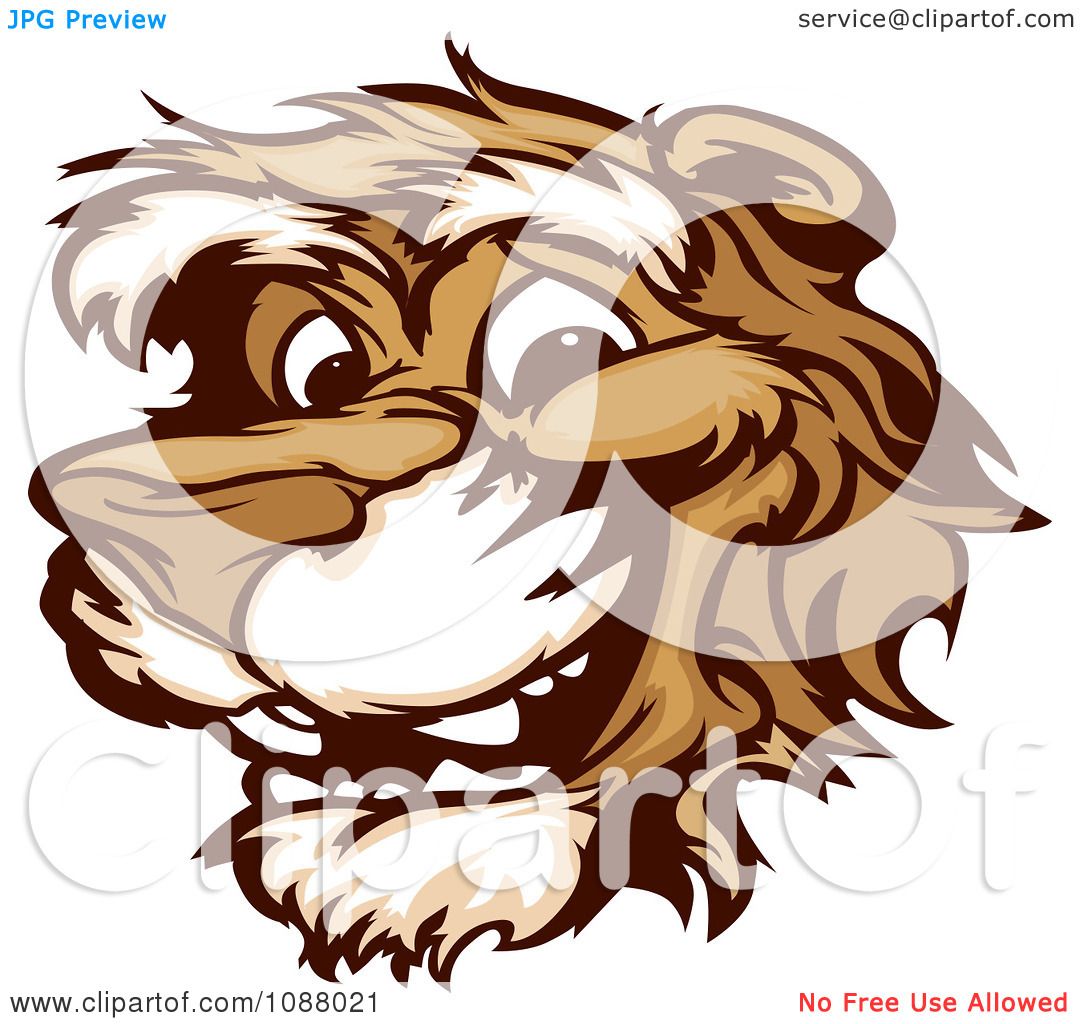 Clipart Smiling Cougar Mascot Face - Royalty Free Vector Illustration