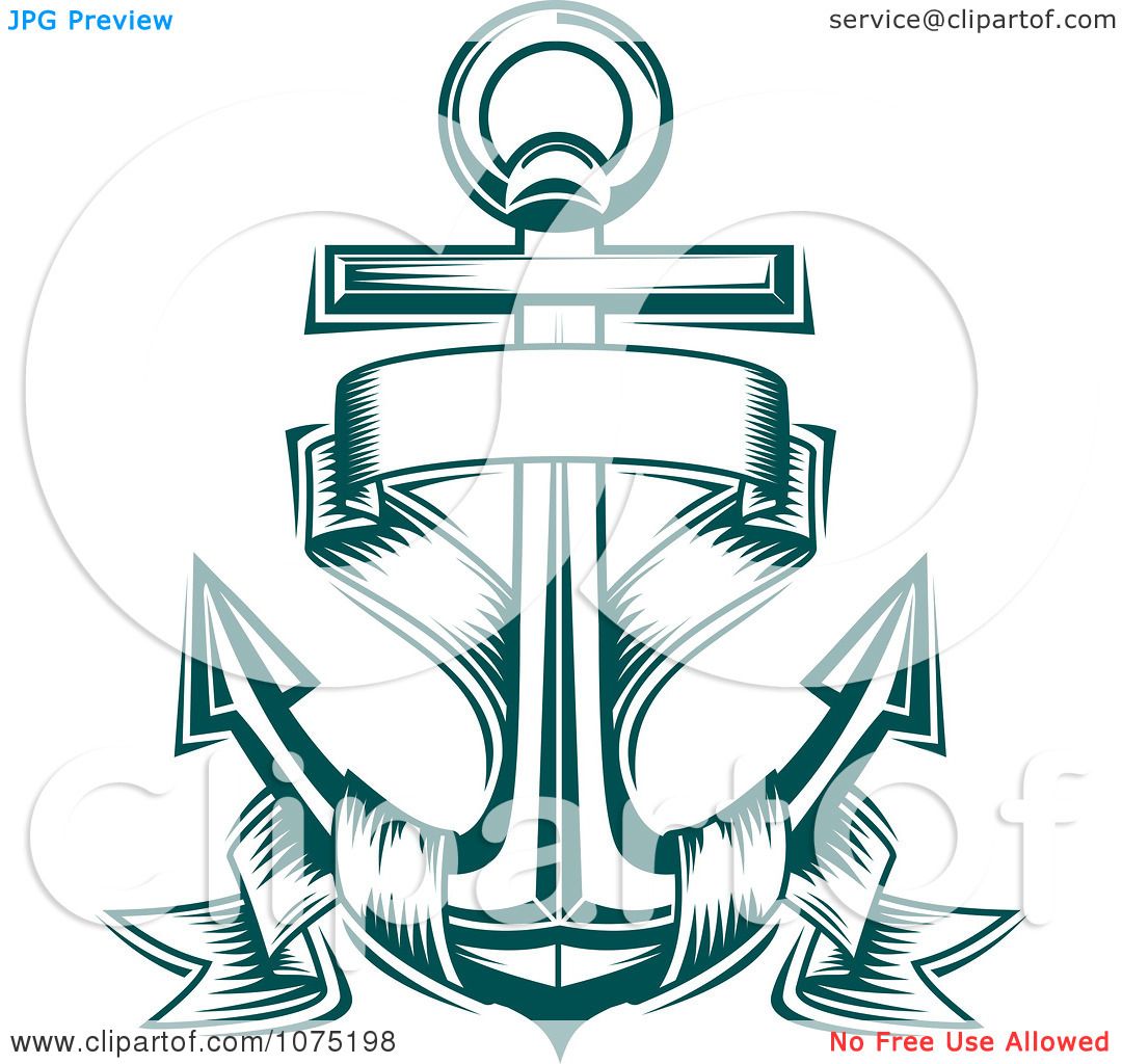 Clipart Teal Nautical Anchor And Banner Logo - Royalty ...