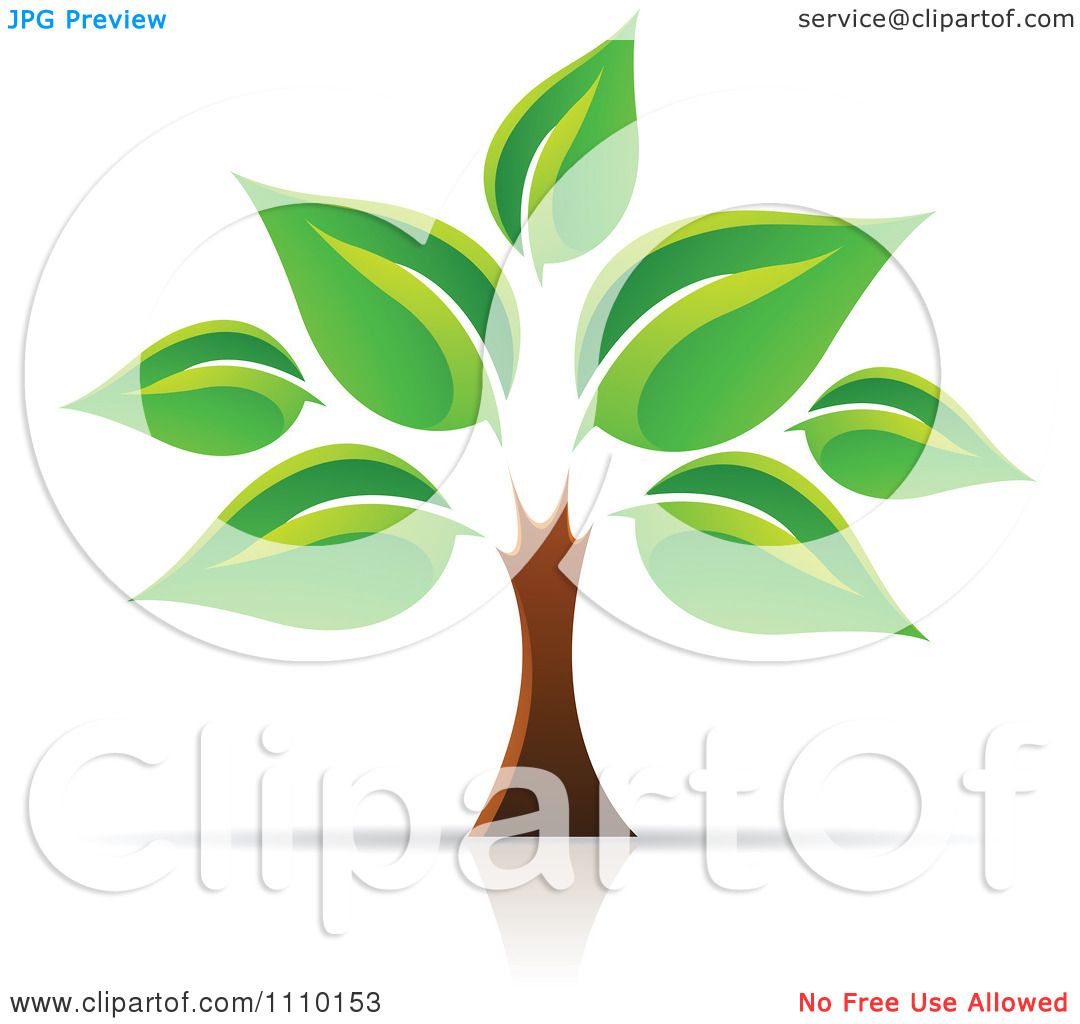 Clipart Tree Of Life With Large Green Leaves - Royalty Free Vector