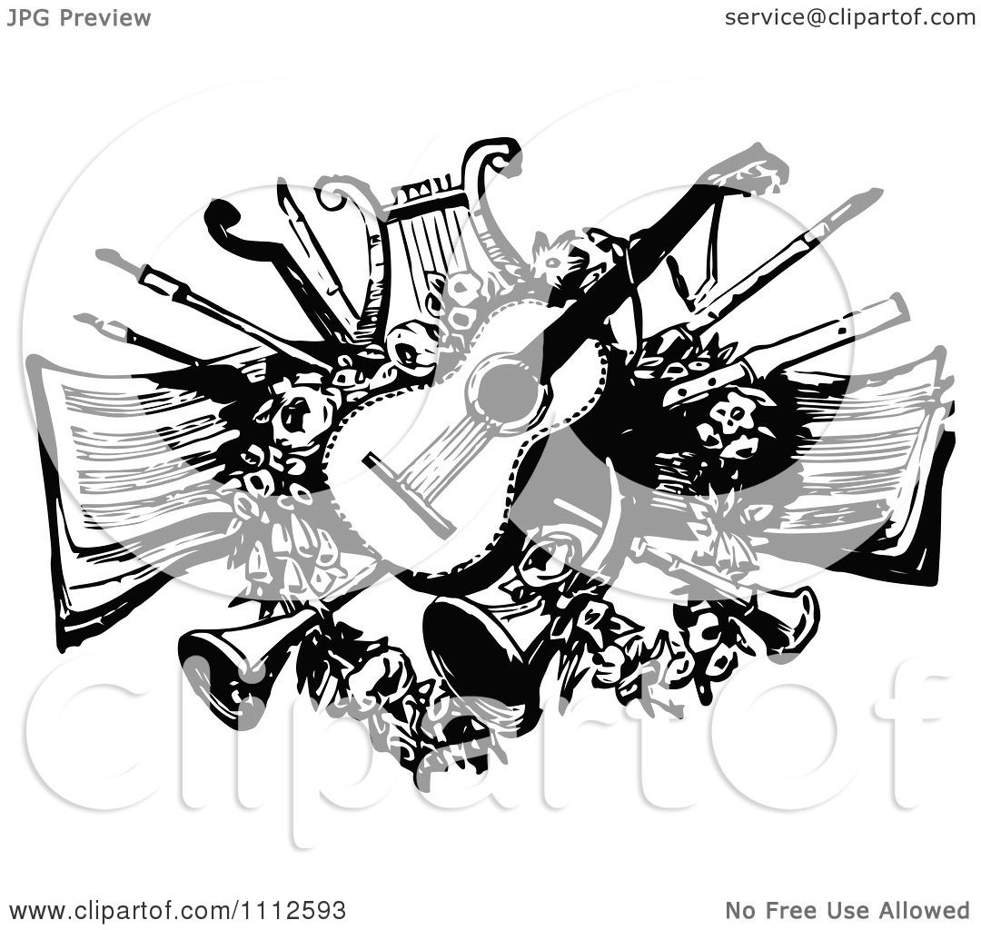 music instruments clipart black and white - photo #27