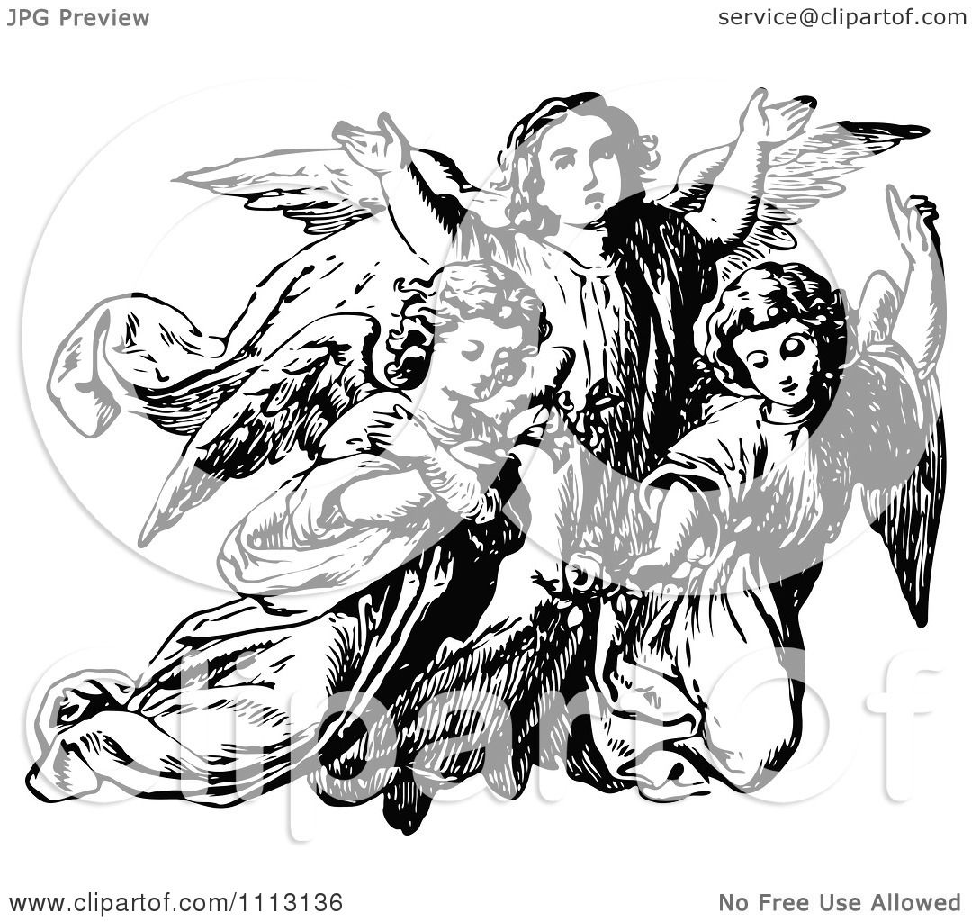 free black and white clipart of angels - photo #40