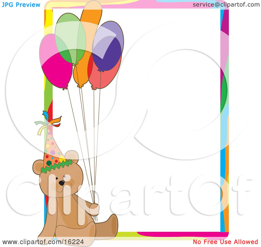 teddy bear holding balloons clipart - photo #31