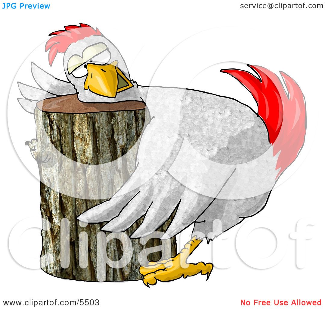 Funny Chicken On a Chopping Block Clipart Illustration by ...