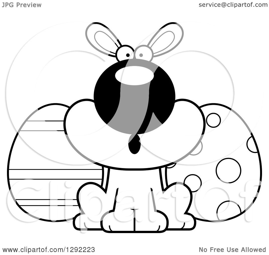 Happy Easter Clip Art Black and White