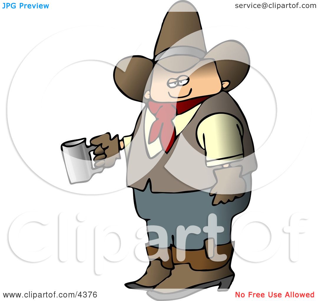 Morning Cowboy Holding a Cup of Fresh Hot Coffee Clipart ...