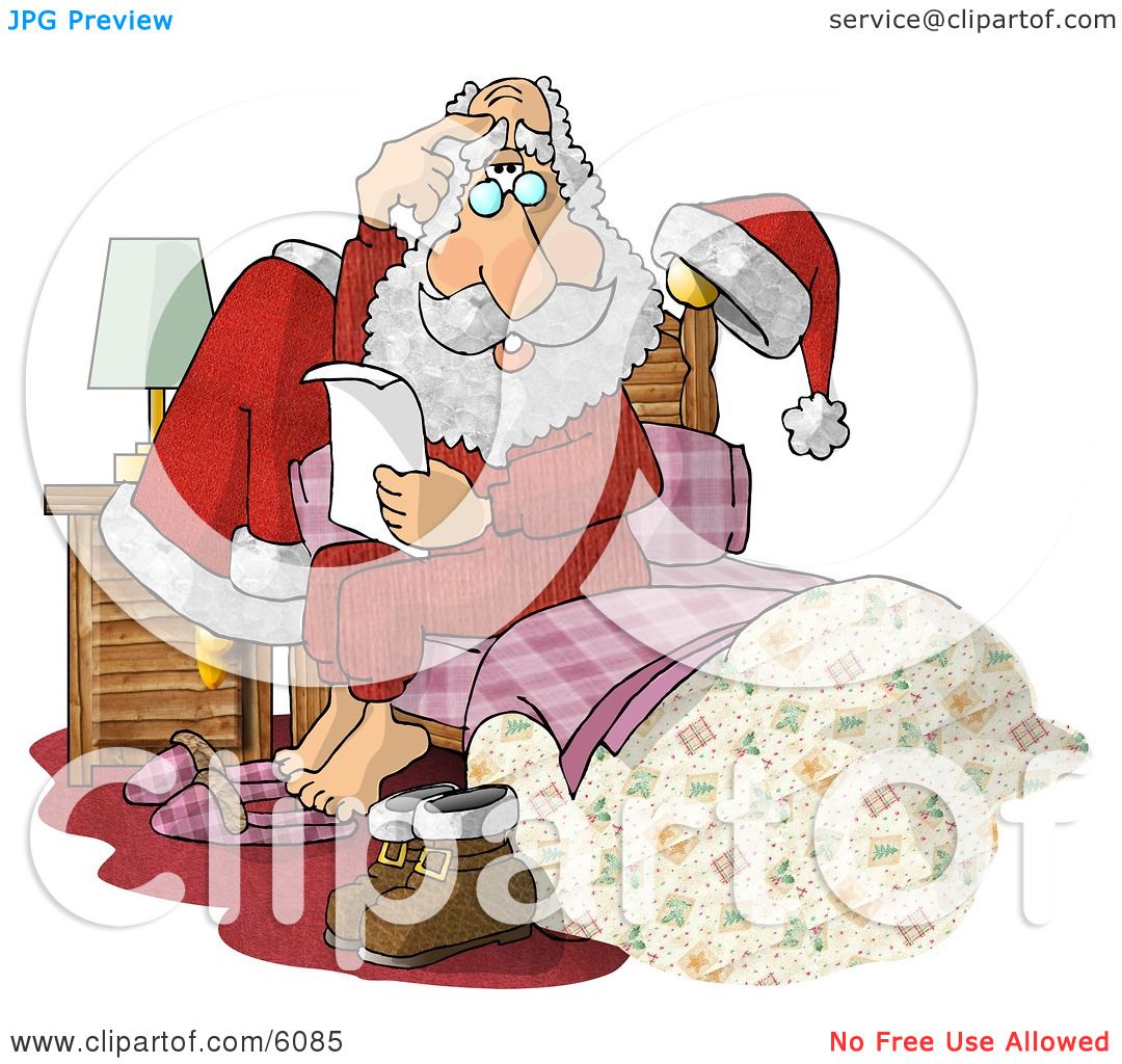 ... Santa Claus Sitting on Bed with Letter Clipart Picture by djart #6085
