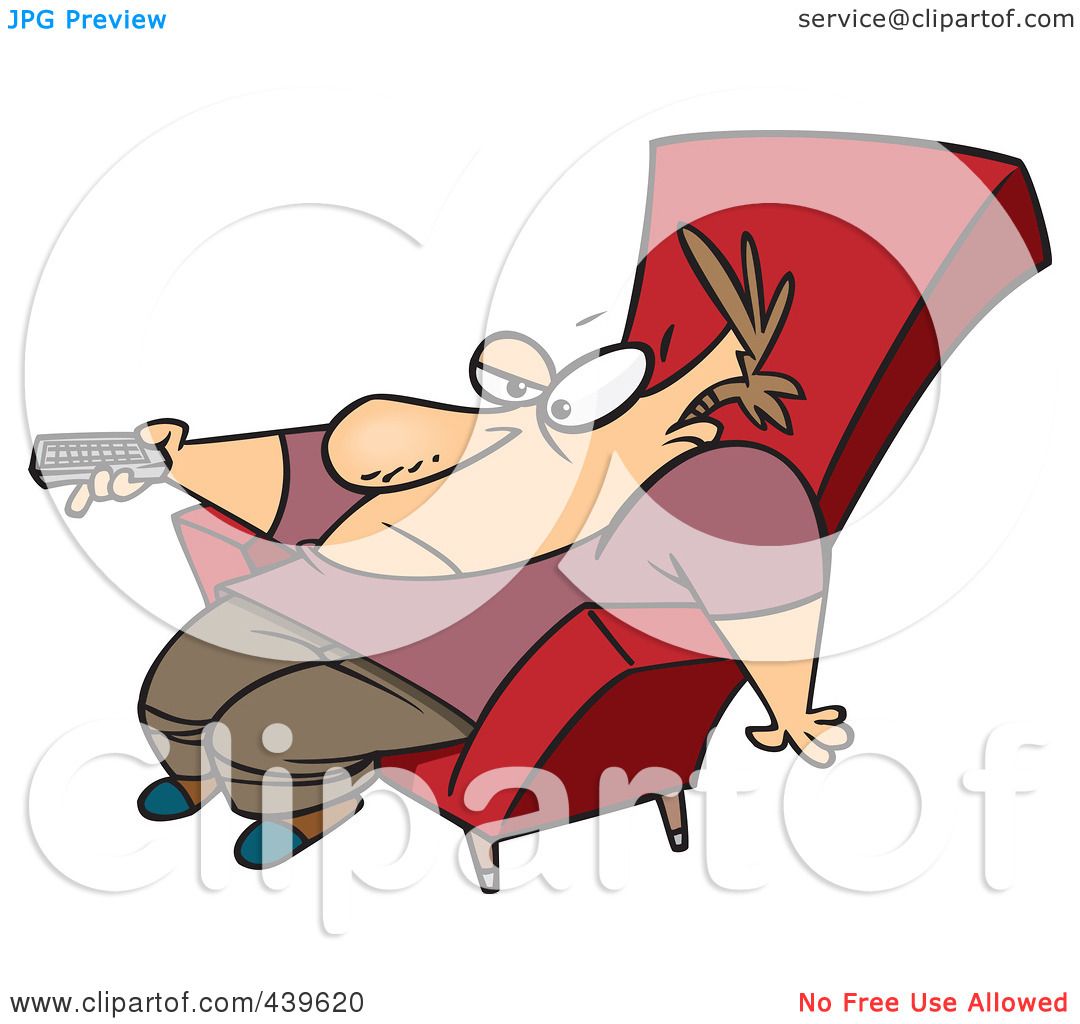Royalty Free Rf Clip Art Illustration Of A Cartoon Bored Man Slumped In A Chair And Holding A