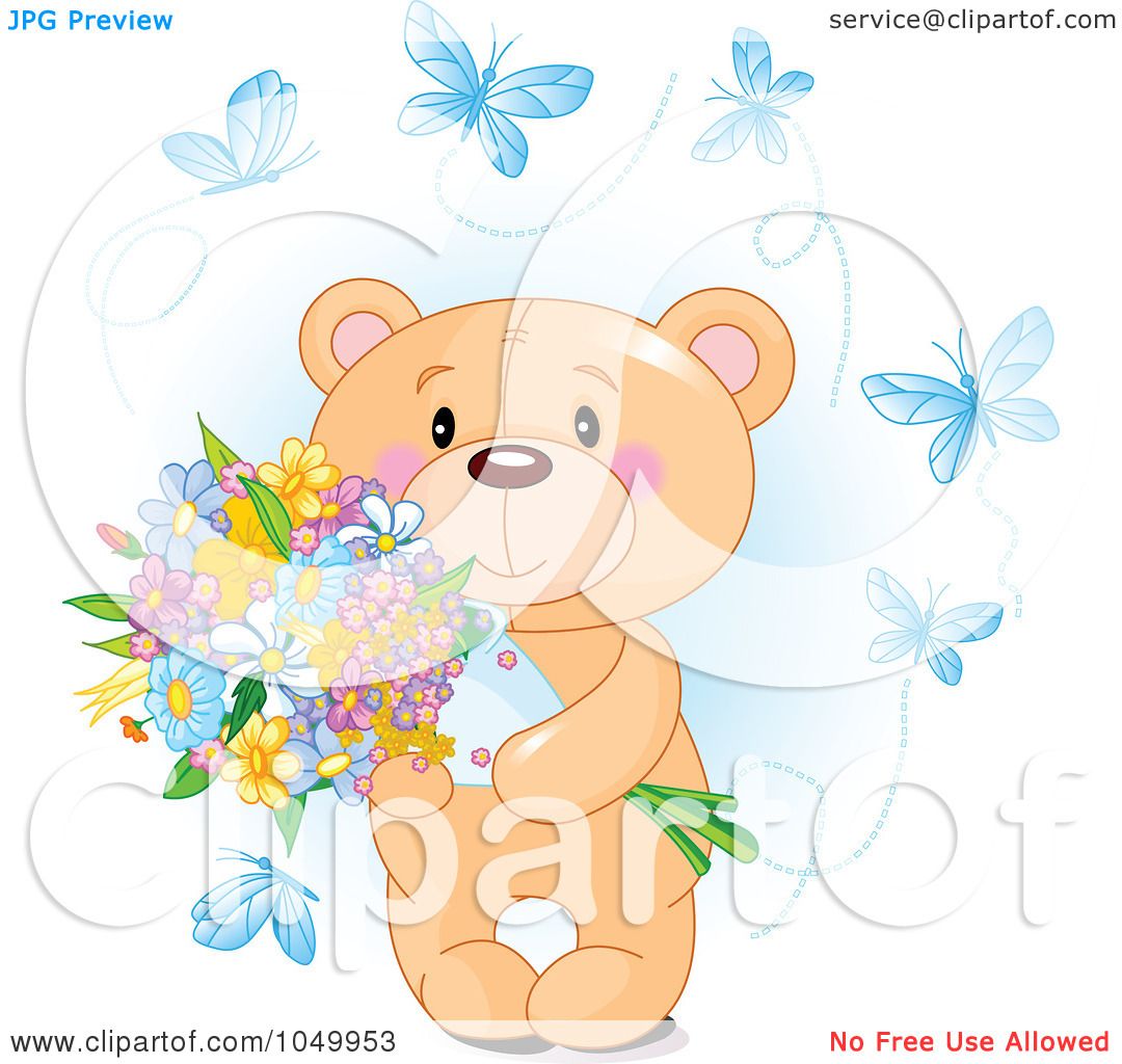 teddy bear with flowers clipart - photo #31
