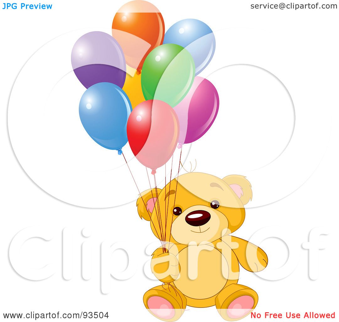 teddy bear holding balloons clipart - photo #21