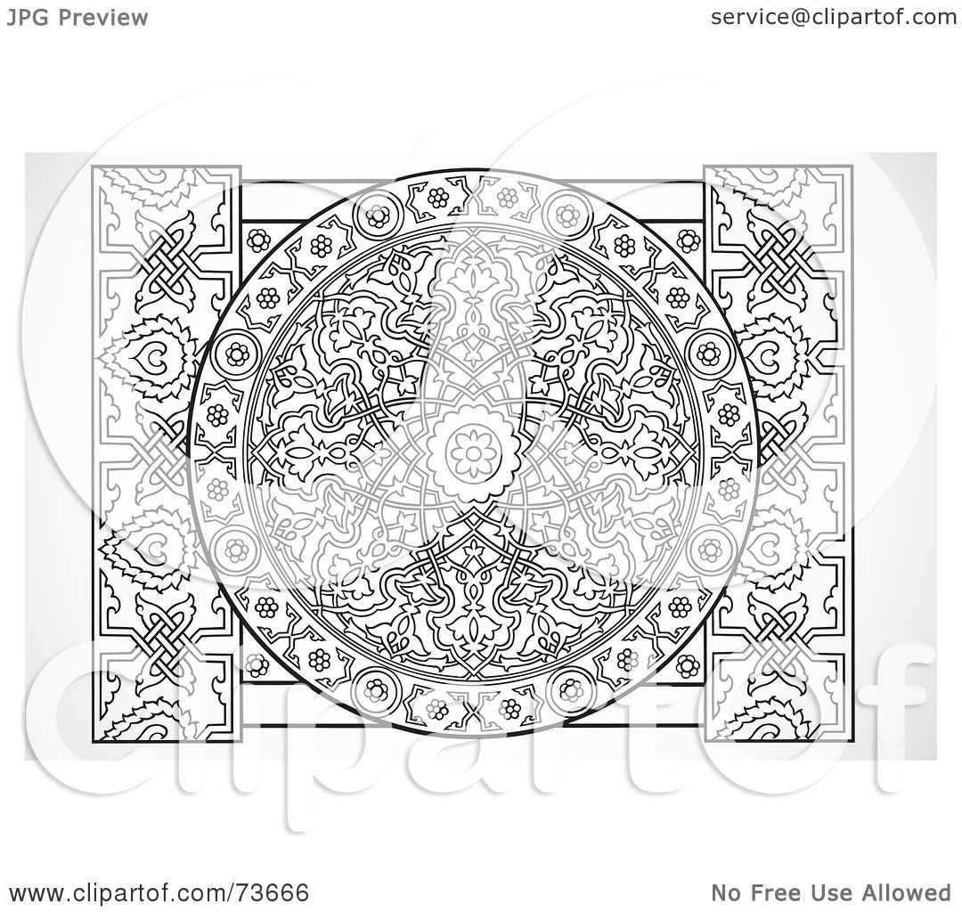 Royalty-Free (RF) Clipart Illustration of a Black And White Intricate