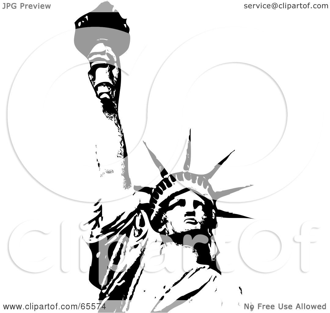 Royalty-Free (RF) Clipart Illustration of a Black And White Statue Of