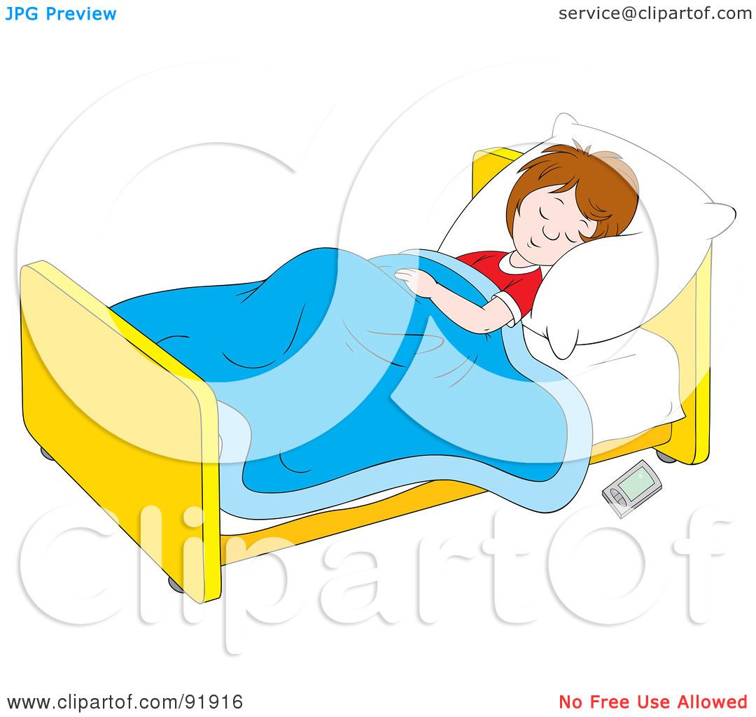 Royalty-Free (RF) Clipart Illustration of a Boy Sleeping In Bed With A ...
