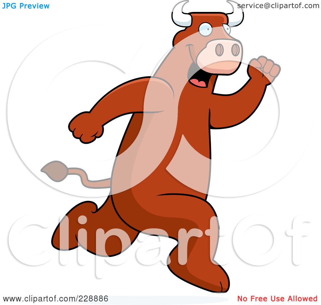 Royalty-Free (RF) Clipart Illustration of a Bull Running by Cory Thoman