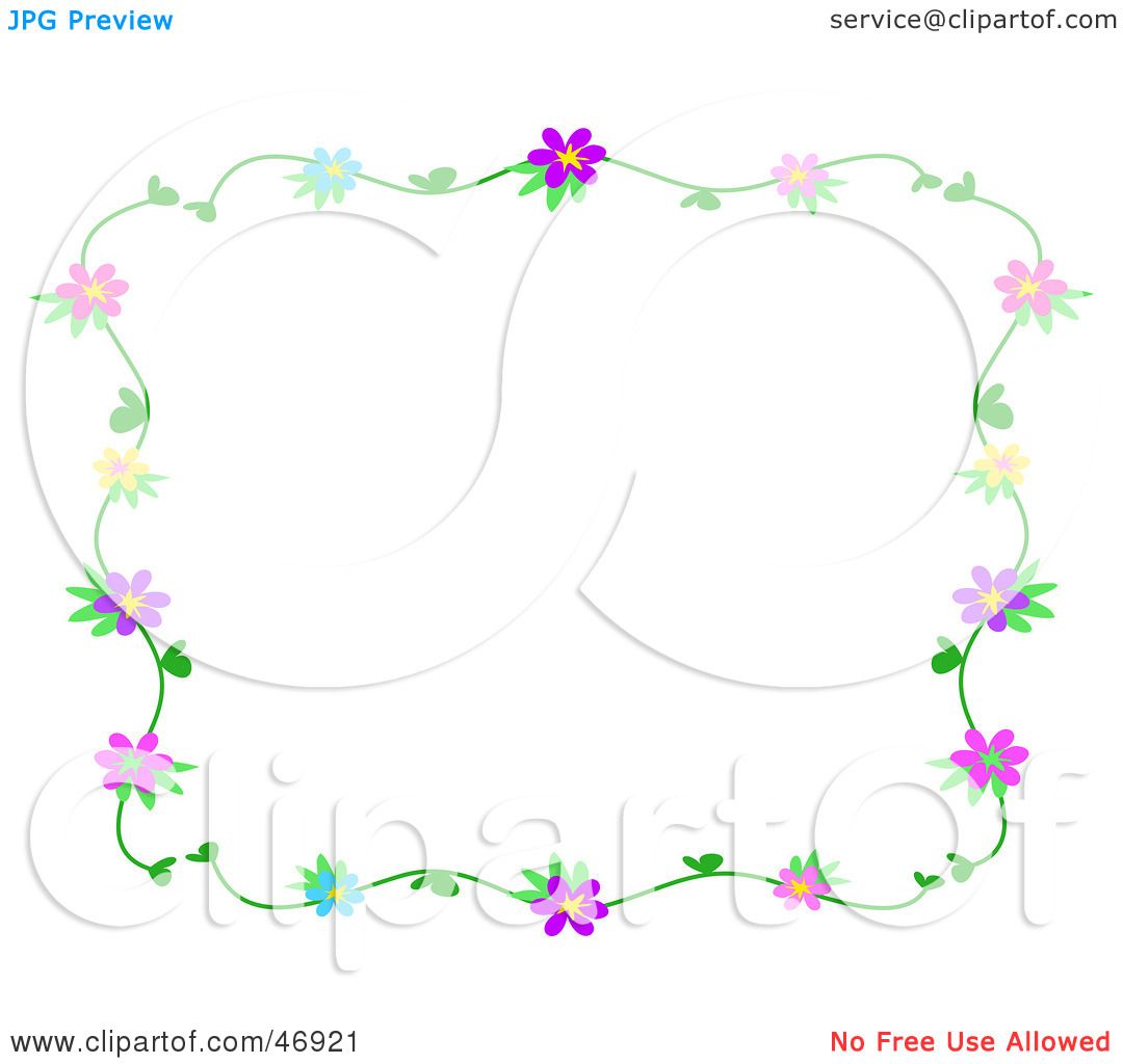 Royalty-Free (RF) Clipart Illustration of a Colorful Floral Vine Border