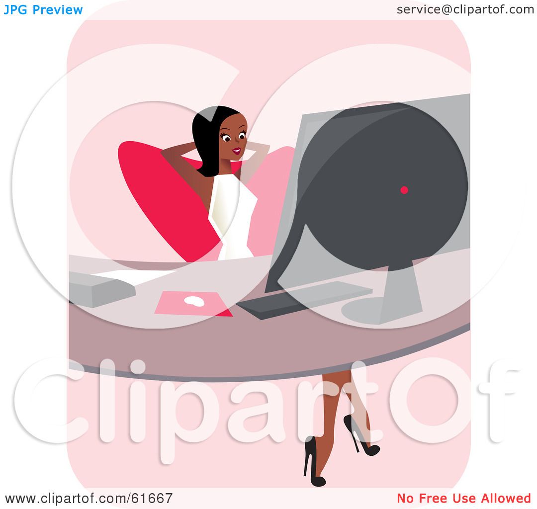  of a Corporate Black Businesswoman Leaning Back At Her Office Desk