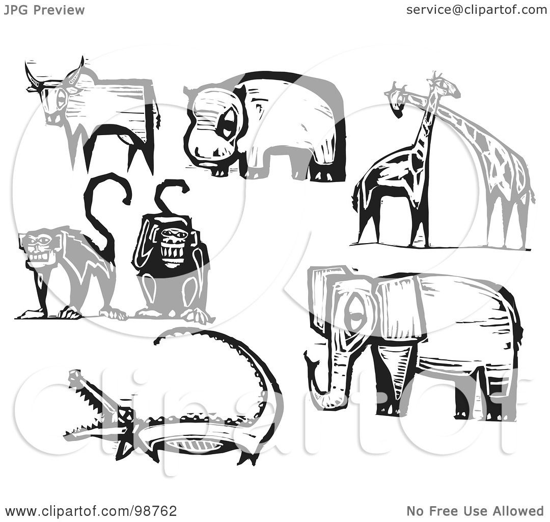 free black and white zoo animal clipart - photo #13