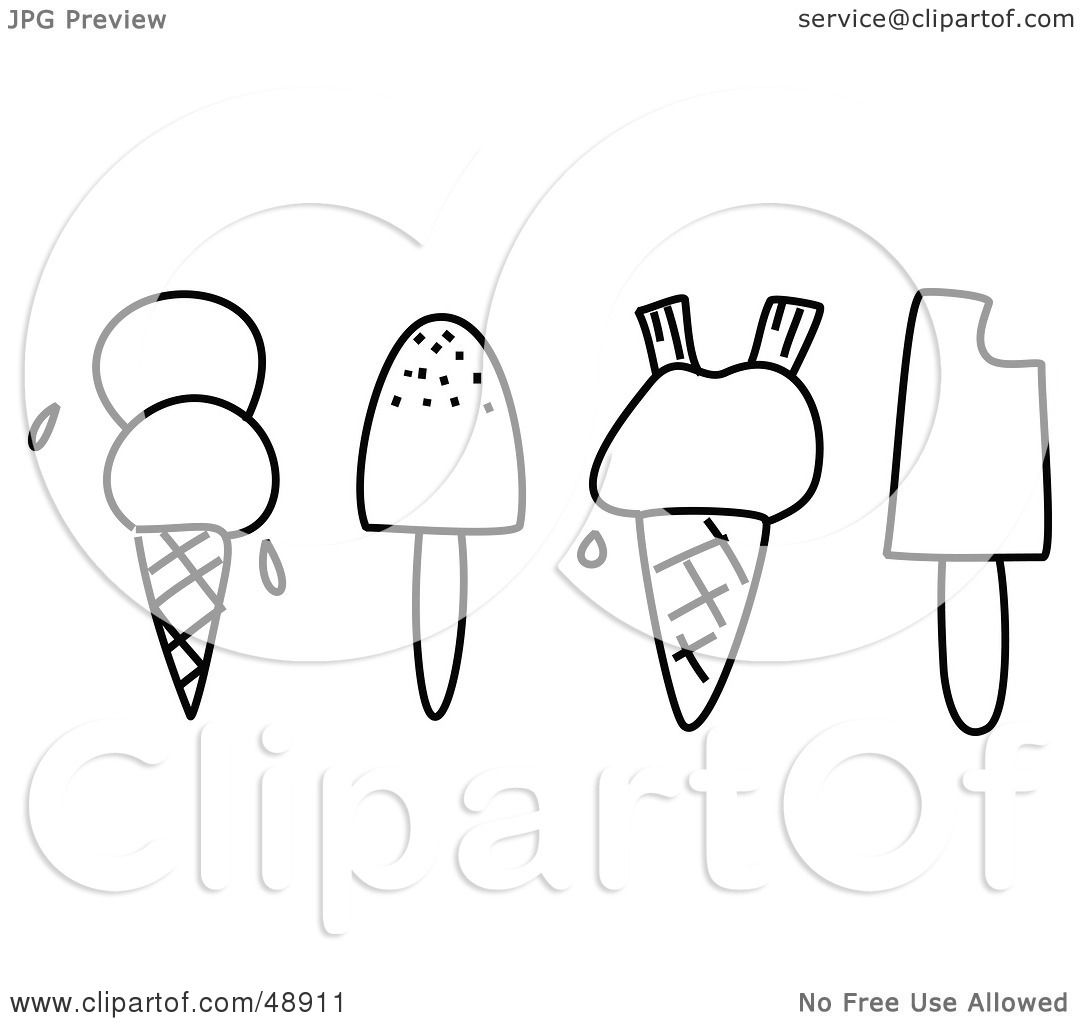free ice cream clipart black and white - photo #49