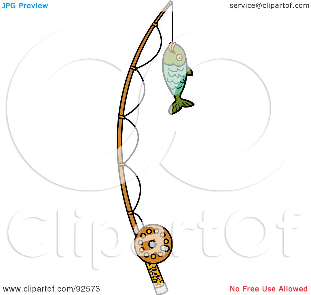 Royalty-Free (RF) Clipart Illustration of a Fish Caught On A Fishing