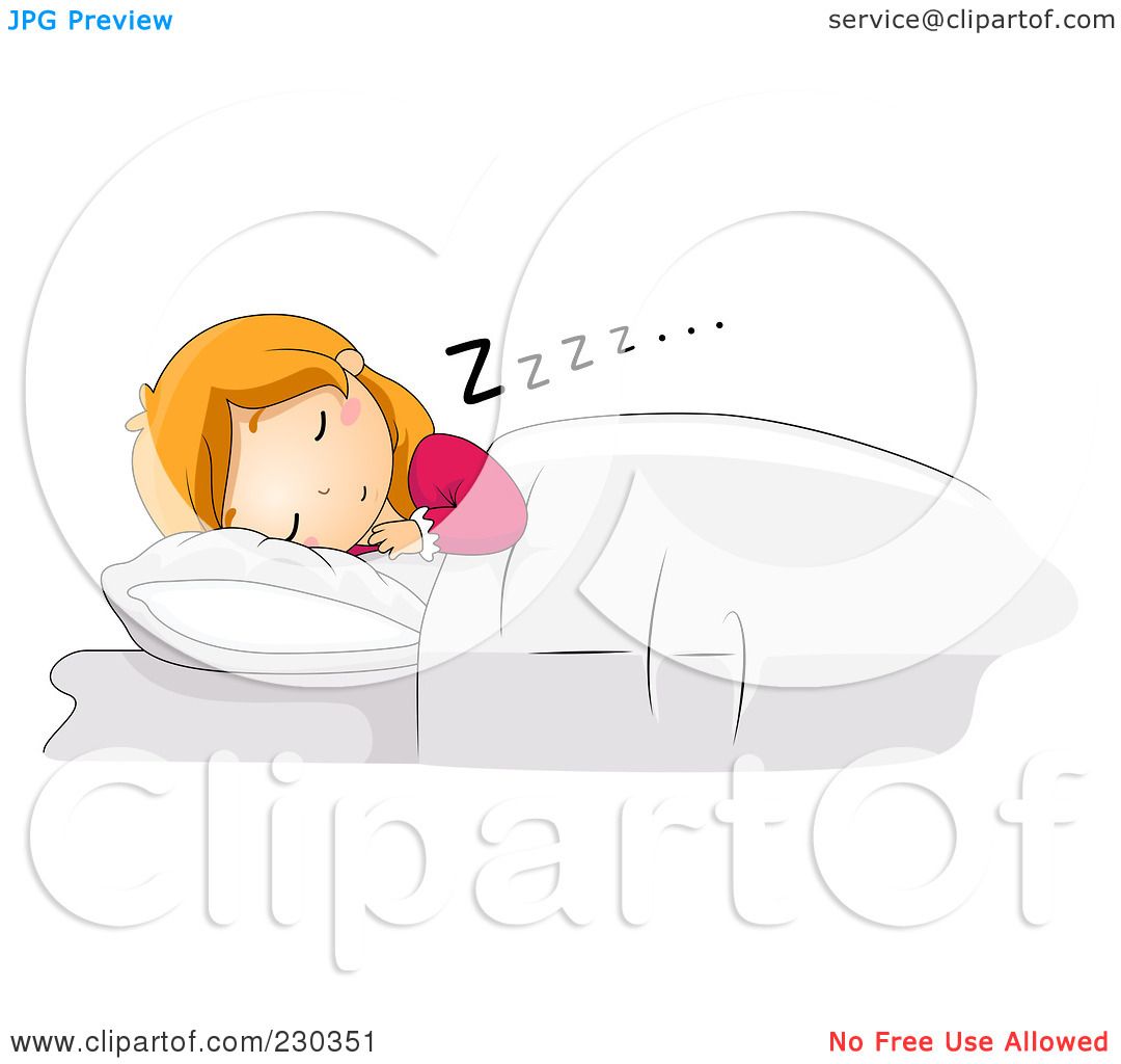 -Free (RF) Clipart Illustration of a Girl Sleeping Restfully In Bed ...