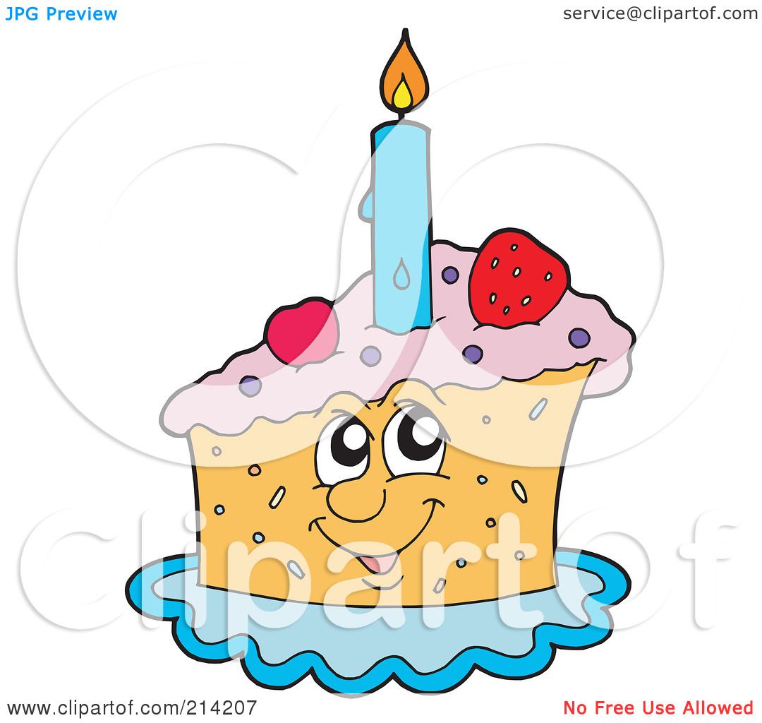 RoyaltyFree RF Clipart Illustration of a Happy Birthday Cake Slice 