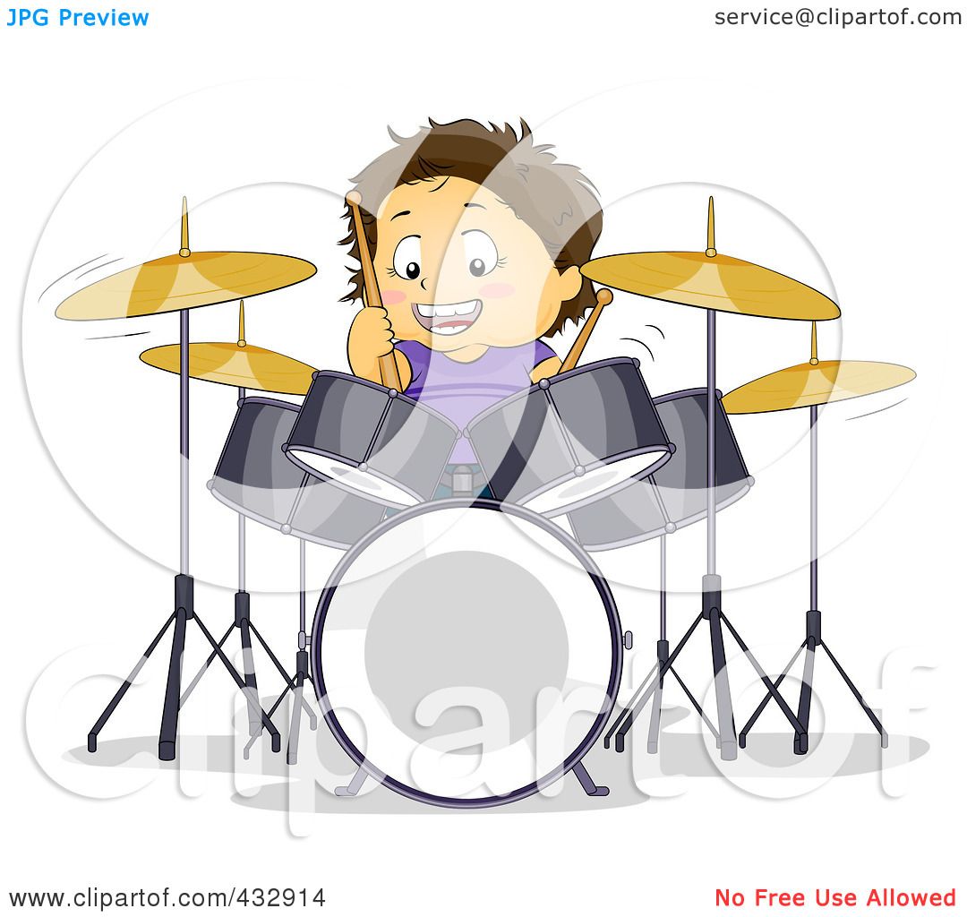  - Royalty-Free-RF-Clipart-Illustration-Of-A-Happy-Boy-Learning-To-Play-The-Drums-1024432914