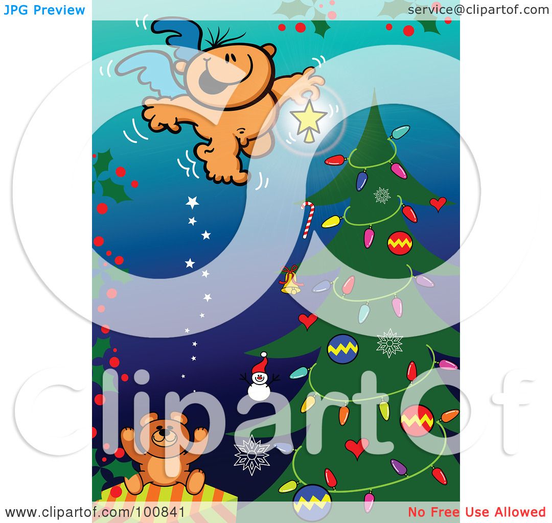 Royalty Free Rf Clipart Illustration Of A Naked Angel Putting A Star