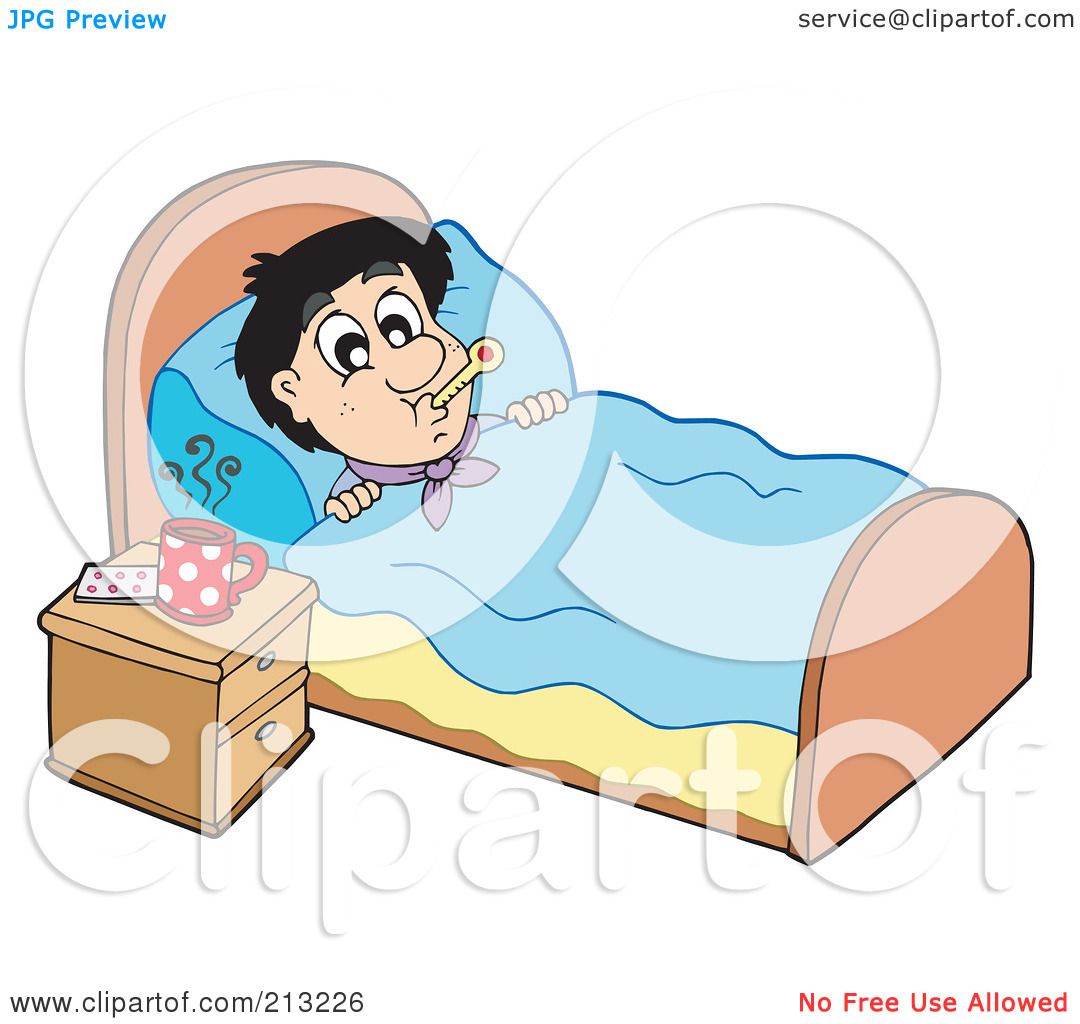 ... RF) Clipart Illustration of a Sick Man At Rest In His Bed by visekart