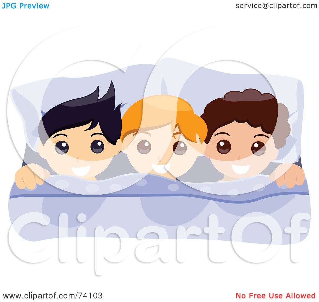 -Free (RF) Clipart Illustration of a Three Boys Tucked In To Bed ...