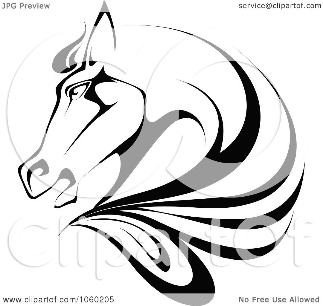 horse head clip art black and white - photo #12