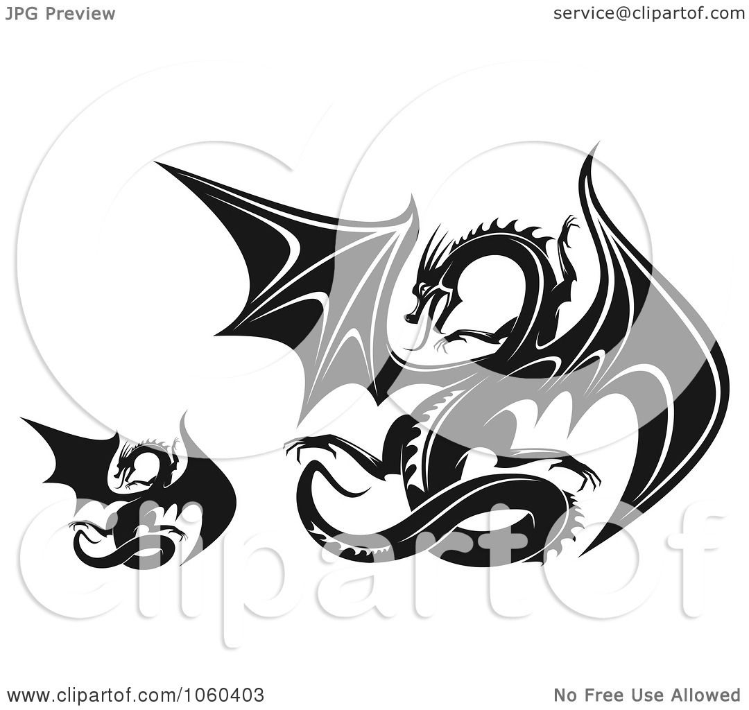 free black and white dragon clipart - photo #42
