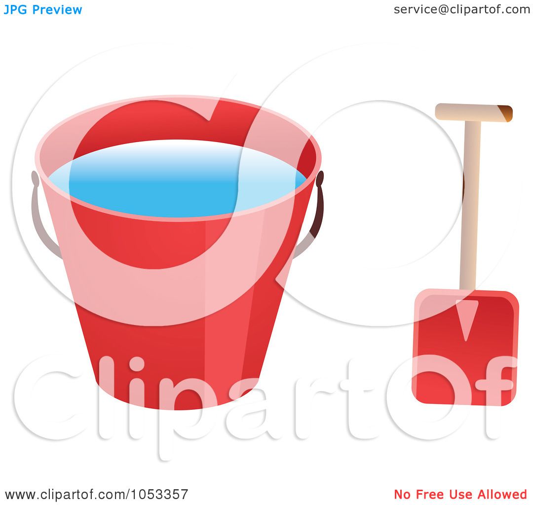  Art Illustration of a Shovel And Red Beach Bucket With Water by Prawny