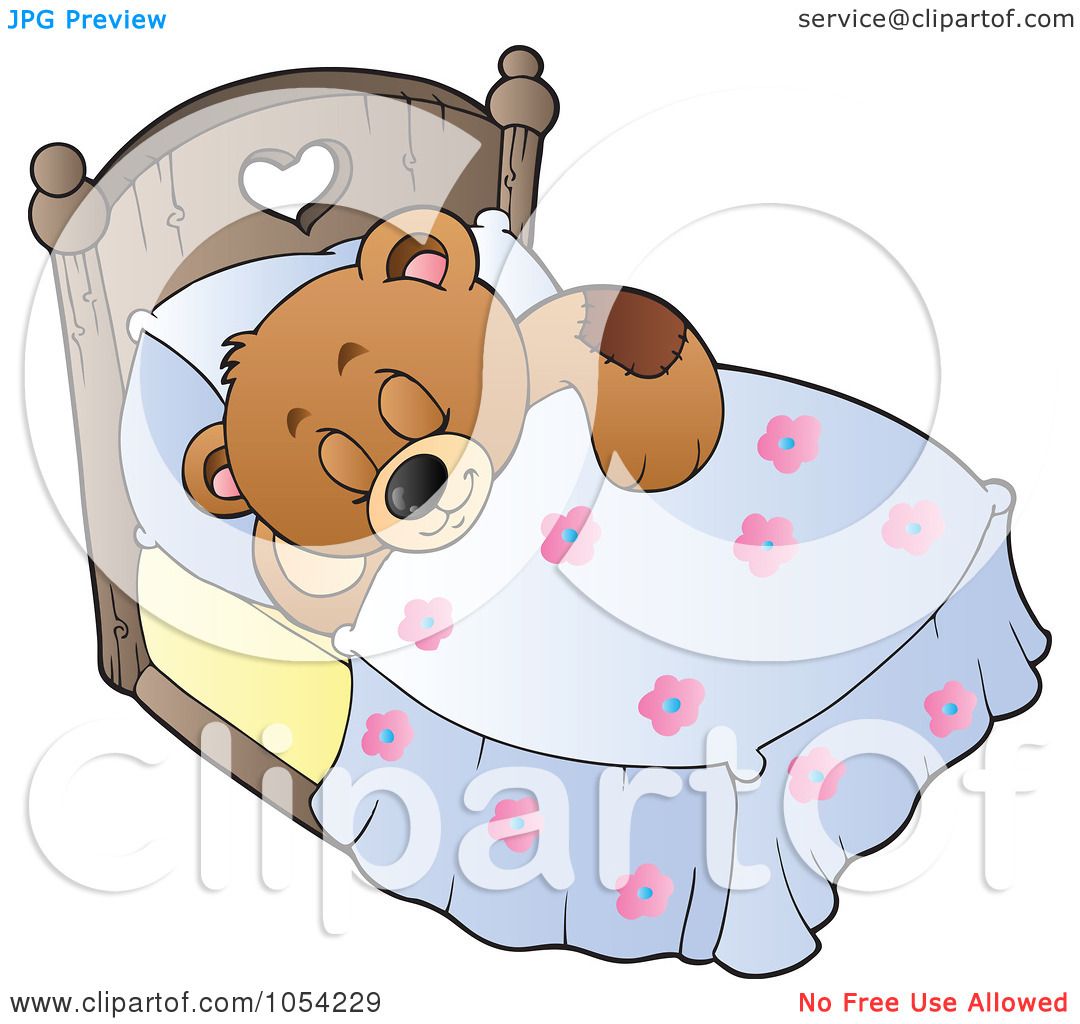 Royalty Free Vector Clip Art Illustration Of A Sleeping Teddy Bear By