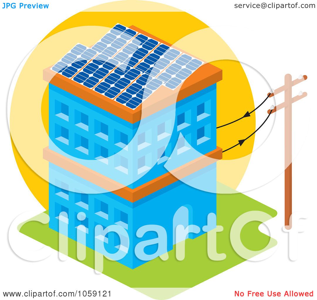 Royalty-Free Vector Clip Art Illustration of a Solar Powered Building