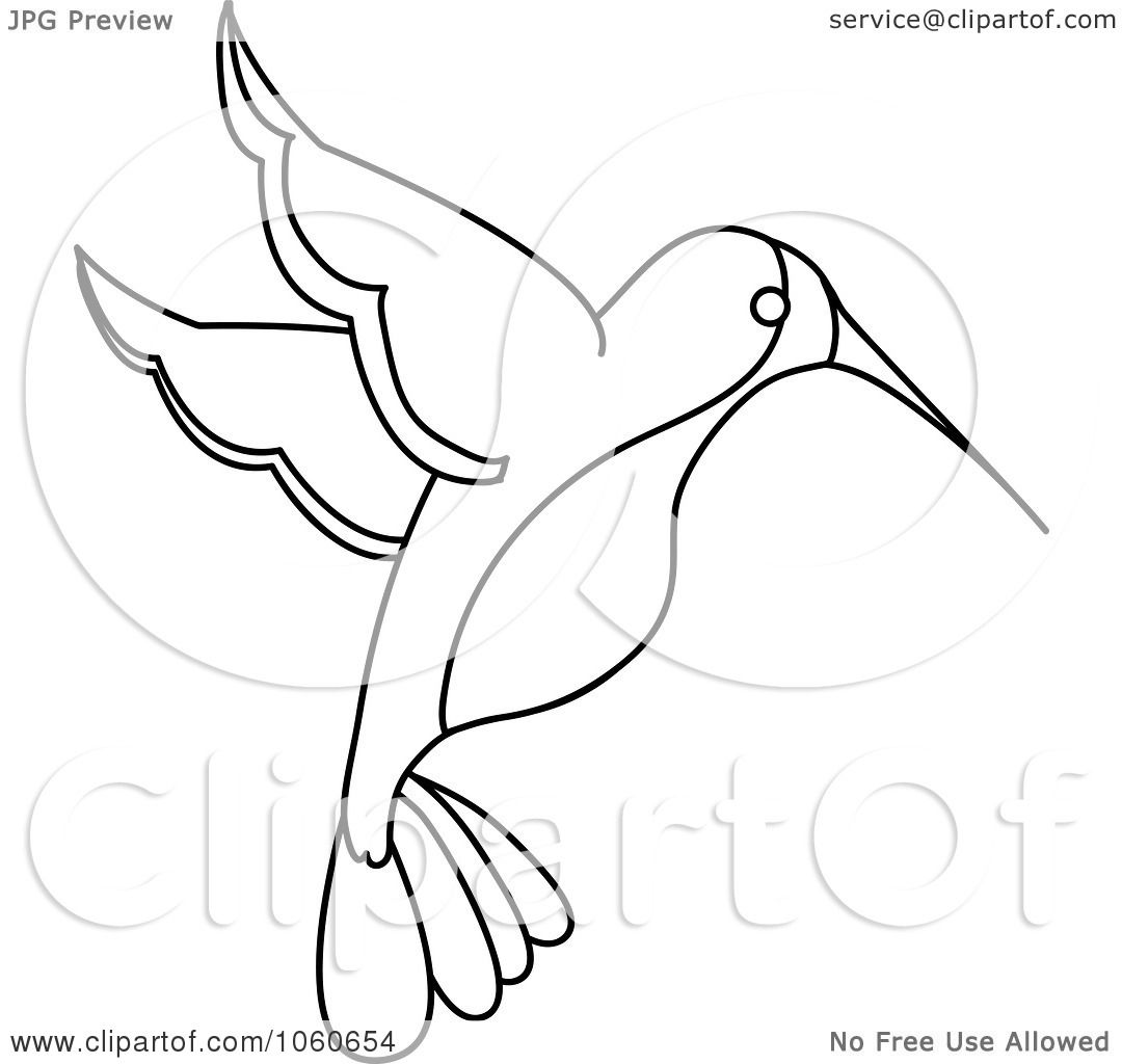 Royalty-Free Vector Clip Art Illustration of an Outlined Hummingbird by