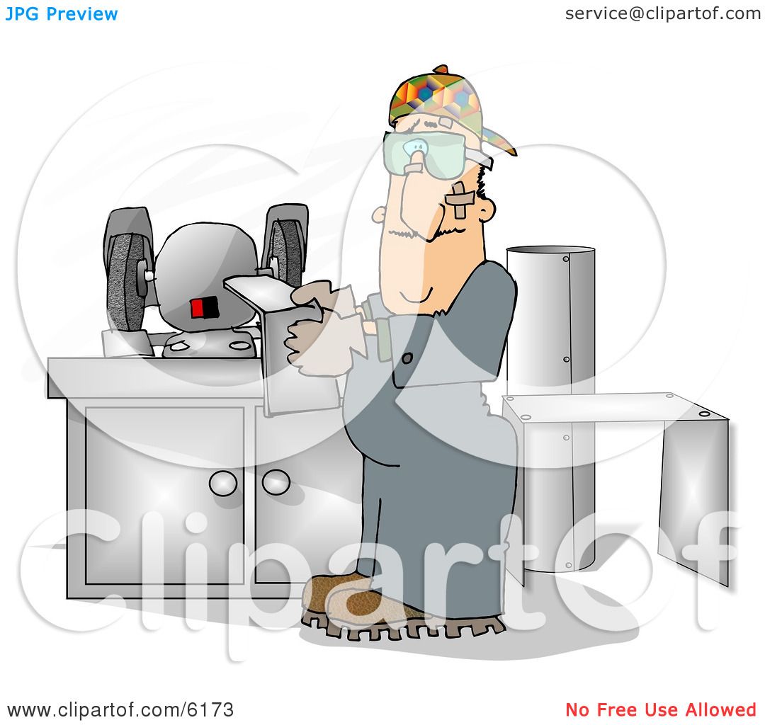 Sheet Metal Worker in a Fabrication Shop Clipart Picture by djart 6173