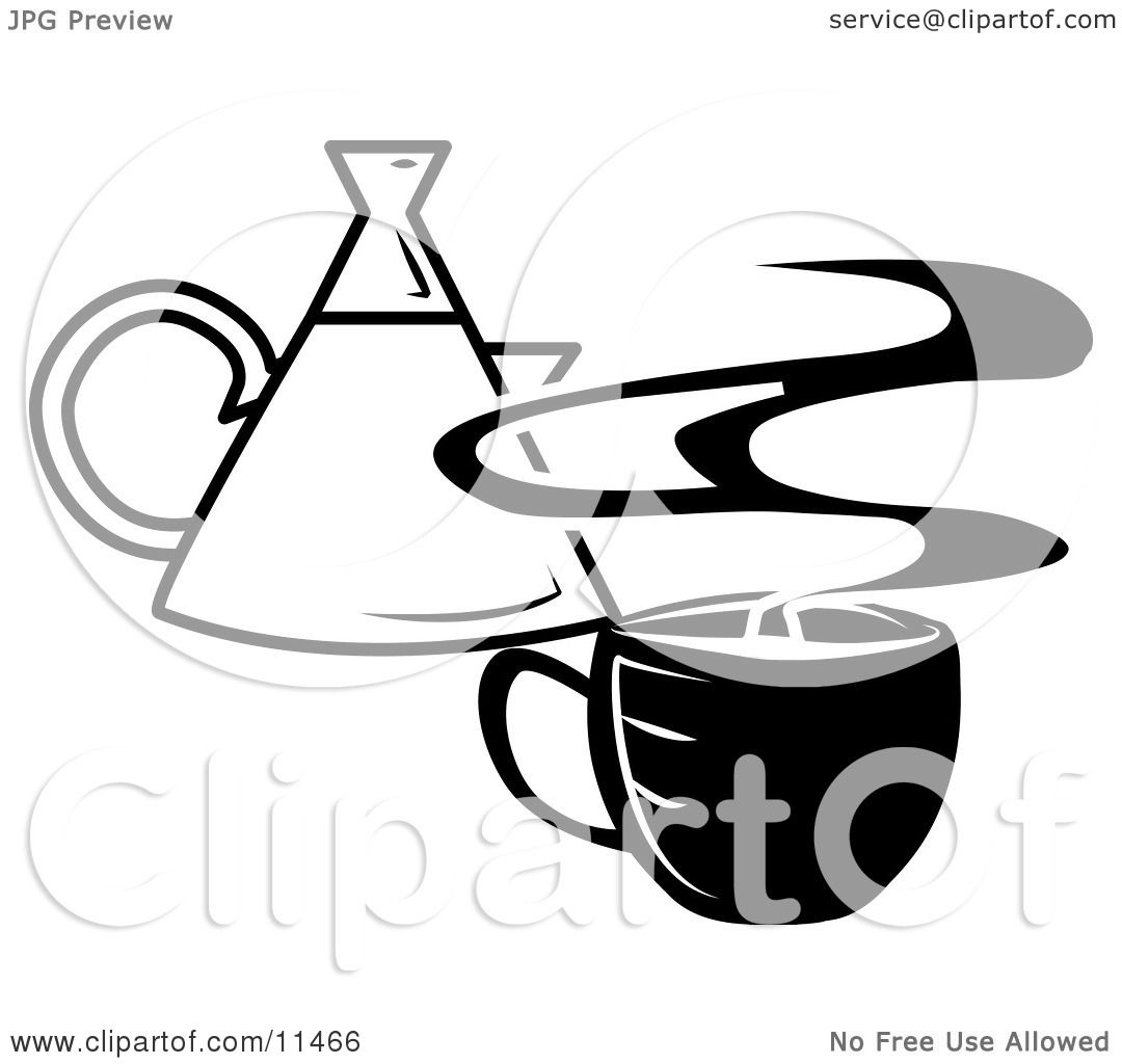 Steaming Hot Cup of Coffee and a Coffee Pot Clipart ...