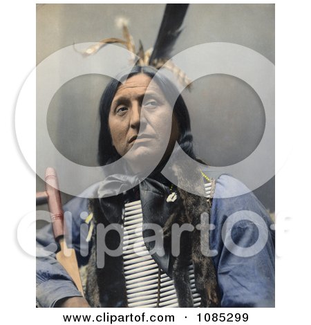 Native American Named Left Hand Bear Oglala Indian Chief Wearing A Breast 