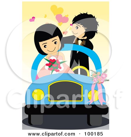 RoyaltyFree RF Clipart Illustration of a Cute Wedding Couple In Their 