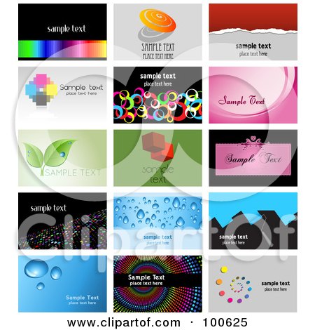 Digital Collage Of 15 Business Card Template Designs by KJ Pargeter