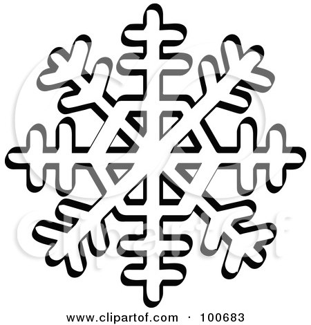 Royalty-Free (RF) Clipart Illustration of a Black And White Winter Snowflake 