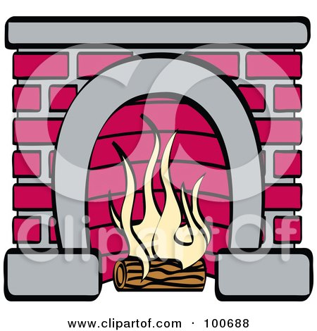 Coloring Page Outline Of A Log Burning In A Brick Fireplace Posters