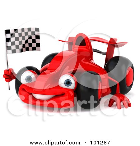  Walls on Poster  Art Print  3d Red Formula One Race Car Facing Left And Waving