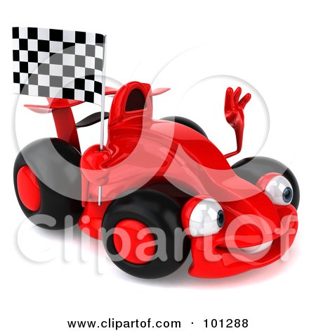 formula 1 racing flags. 3d Red Formula One Race Car