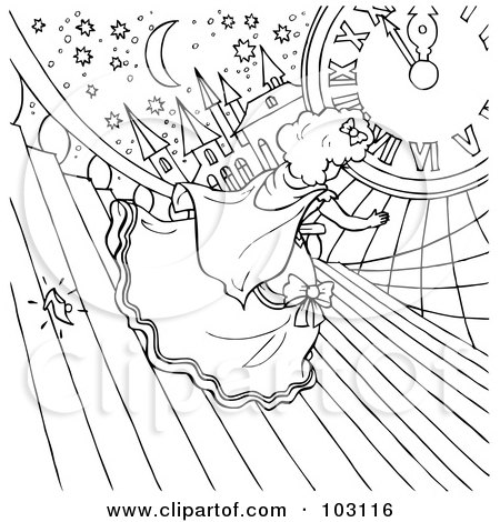 Cinderella Coloring on Coloring Page Outline Of Cinderella Dropping Her Glass Slipper By Alex