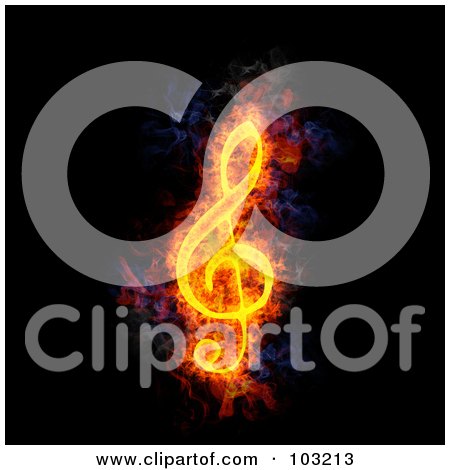 RoyaltyFree RF Clipart Illustration of a Blazing G Clef Music Note Symbol