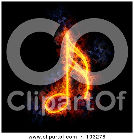  RF Clipart Illustration of a Blazing Semiquaver Music Note Symbol by