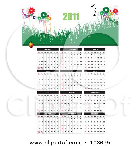 Royalty-Free (RF) Clipart Illustration of a Turning February 2011 Calendar 