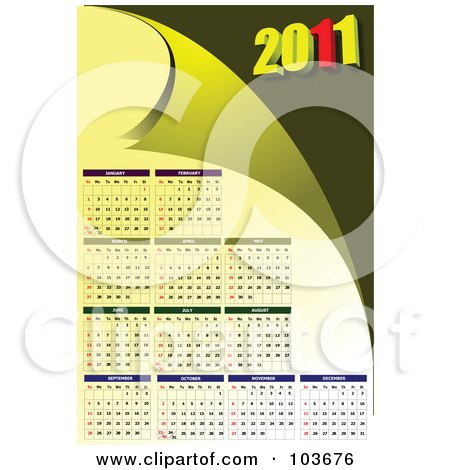 2011 calendar monthly. Green 2011 Monthly Calendar