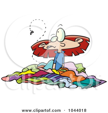 Royalty-free clipart picture of a girl in a pile of 